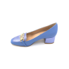 Mocassin à talon en cuir bleu petite taille femme Ellen Kassel