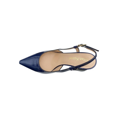 Escarpin en cuir marine et blanc à talon fantaisie | Petite pointure femme | Ellen Kassel