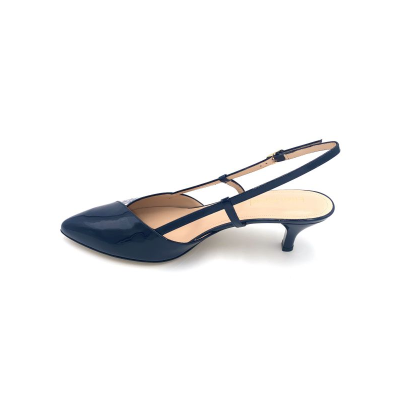 Escarpin ouvert en cuir marine et multi-couleur | Grande pointure femme | Ellen Kassel