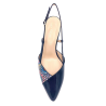 Escarpin ouvert en cuir marine et multi-couleur | Grande pointure femme | Ellen Kassel