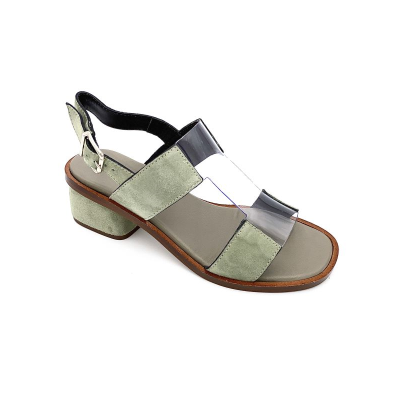 Sandale à talon en velours vert tilleul | Petite pointure femme | Ellen Kassel