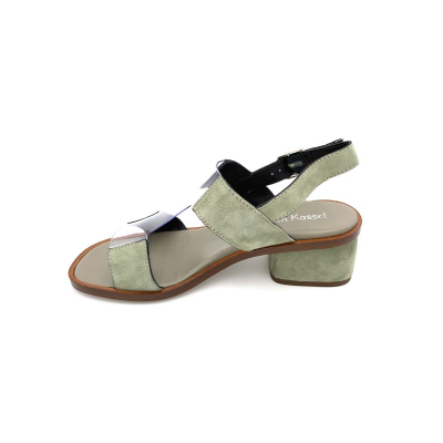 Sandale à talon en velours vert tilleul | Petite pointure femme | Ellen Kassel