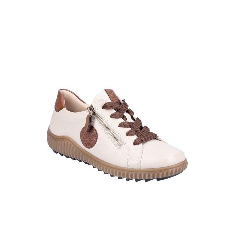 Basket crantée à lacets en cuir crème | Grande pointure femme | Remonte