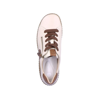 Basket crantée à lacets en cuir crème | Grande pointure femme | Remonte
