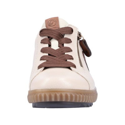Basket crantée à lacets en cuir crème | Grande pointure femme | Remonte