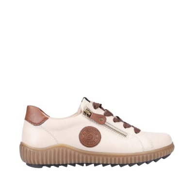 Basket crantée à lacets en cuir crème | Grande pointure femme | Remonte