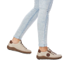 Basket crantée à lacets en cuir crème | Grande pointure femme | Remonte