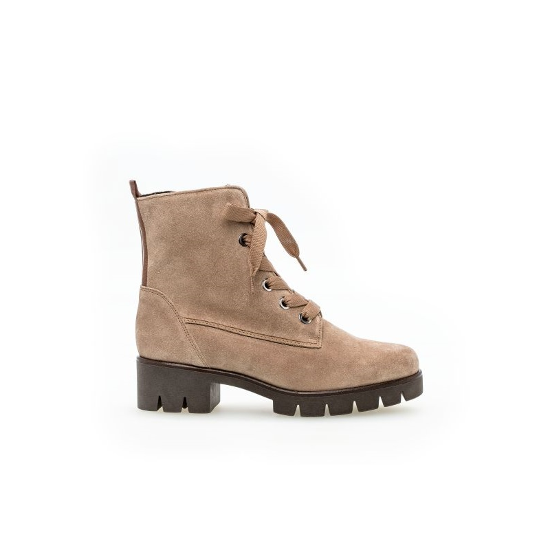 Bottine à talon et lacet en velours beige | Grande taille femme | Gabor
