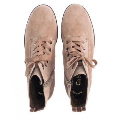 Bottine à talon et lacet en velours beige | Grande taille femme | Gabor