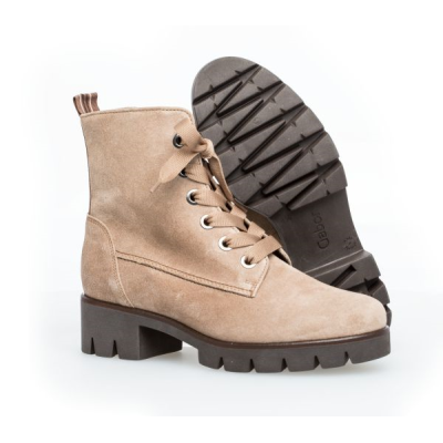 Bottine à talon et lacet en velours beige | Grande taille femme | Gabor