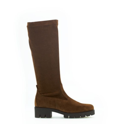Botte marron en microvelour grosse semelle | Grande pointure femme | Gabor