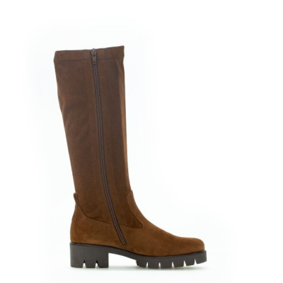 Botte marron en microvelour grosse semelle | Grande pointure femme | Gabor