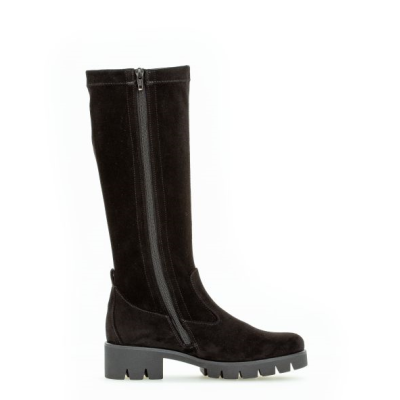 Botte en microvelour noir semelle épaisse | Grande taille femme |Gabor