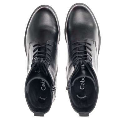 Boots à lacets en cuir noir | Grande pointure femme | Gabor