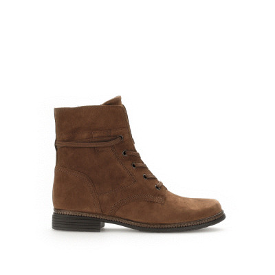 Boots à lacets en chèvre velours cognac et zip | Grande pointure femme | Gabor