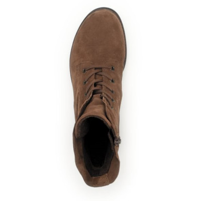 Boots à lacets en chèvre velours cognac et zip | Grande pointure femme | Gabor