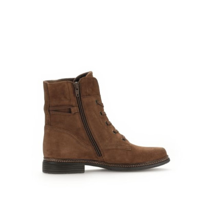 Boots à lacets en chèvre velours cognac et zip | Grande pointure femme | Gabor