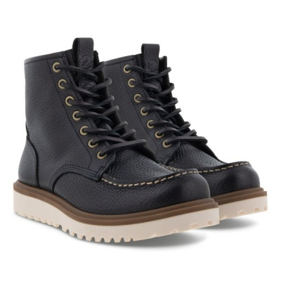 Boots à lacets en cuir grainé noir | Petite pointure homme | Ecco