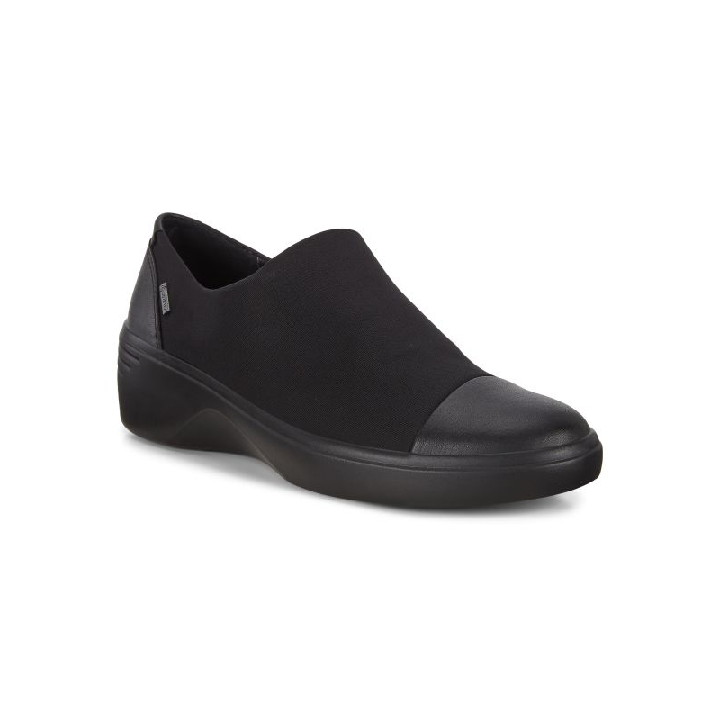 Mocassin confortable en textile gore-tex noir | Grande pointure femme |Ecco