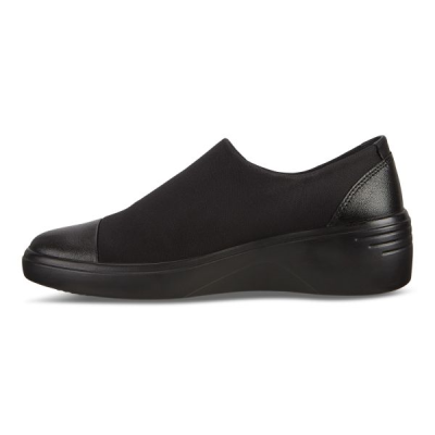 Mocassin confortable en textile gore-tex noir | Grande pointure femme |Ecco