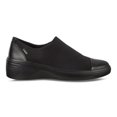 Mocassin confortable en textile gore-tex noir | Grande pointure femme |Ecco