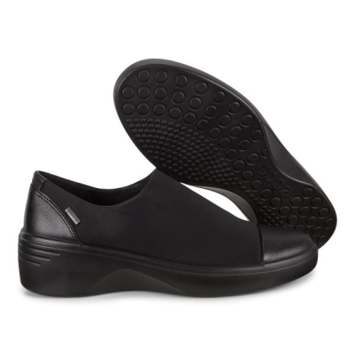 Mocassin confortable en textile gore-tex noir | Grande pointure femme |Ecco