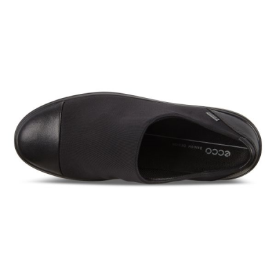 Mocassin confortable en textile gore-tex noir | Grande pointure femme |Ecco
