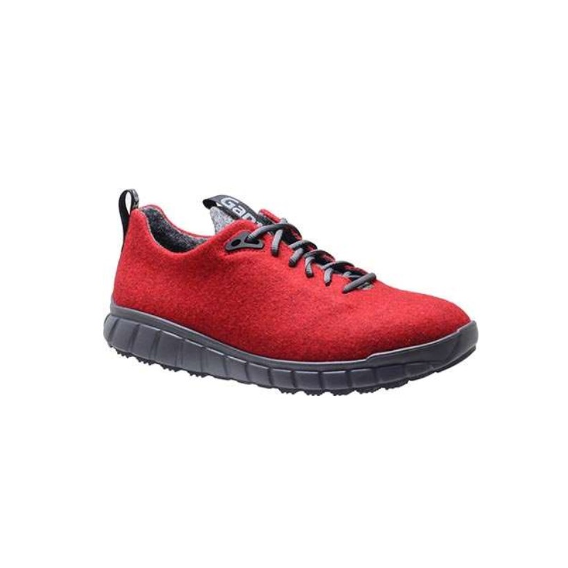 Sneaker en laine bouillie rouge à lacets | Grande taille femme | Ganter