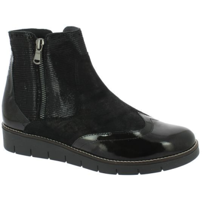 Boots en cuir noir bout vernis | Grande taille femme | Geo Reino