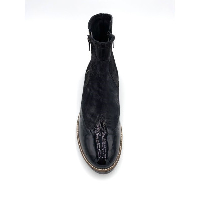 Boots en cuir noir bout vernis | Grande taille femme | Geo Reino