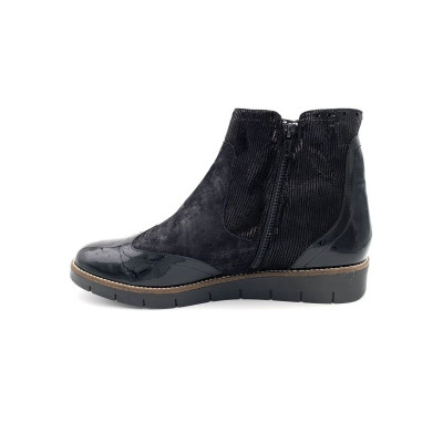 Boots en cuir noir bout vernis | Grande taille femme | Geo Reino