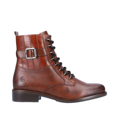 Boots marron à lacets en cuir | Grande pointure femme | Remonte