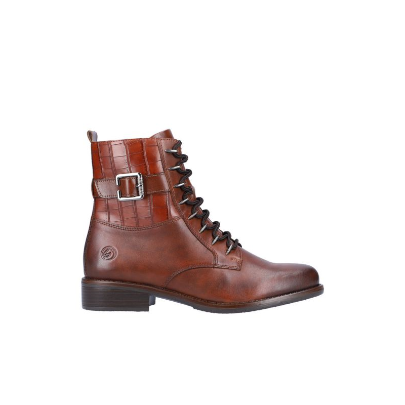 Boots marron à lacets en cuir | Grande pointure femme | Remonte