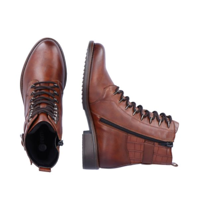 Boots marron à lacets en cuir | Grande pointure femme | Remonte