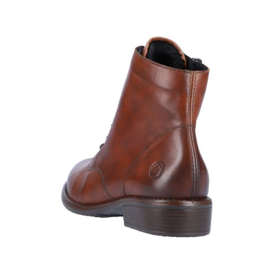 Boots à lacets/Zip en cuir cognac et à talon | Grande taille femme | Remonte