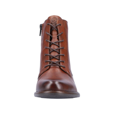 Boots à lacets/Zip en cuir cognac et à talon | Grande taille femme | Remonte