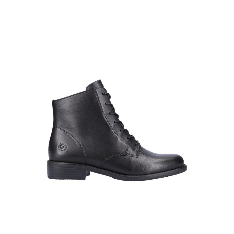 Boots à lacets/Zip en cuir noir et à talon | Grande taille femme | Remonte