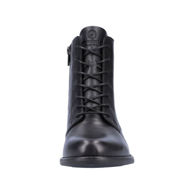 Boots à lacets/Zip en cuir noir et à talon | Grande taille femme | Remonte