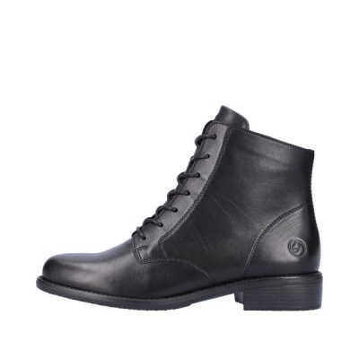 Boots à lacets/Zip en cuir noir et à talon | Grande taille femme | Remonte