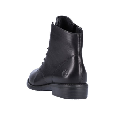 Boots à lacets/Zip en cuir noir et à talon | Grande taille femme | Remonte