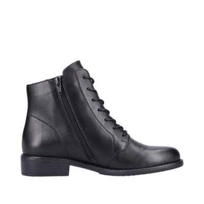 Boots à lacets/Zip en cuir noir et à talon | Grande taille femme | Remonte