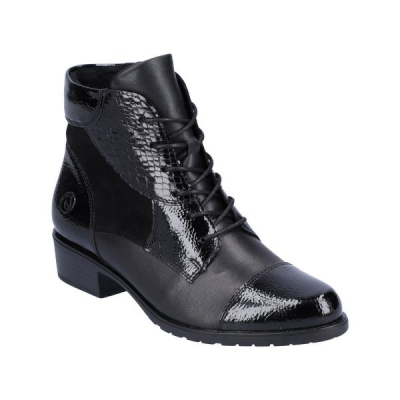 Bottine lacets en similicuir noir | Grande pointure femme | Remonte