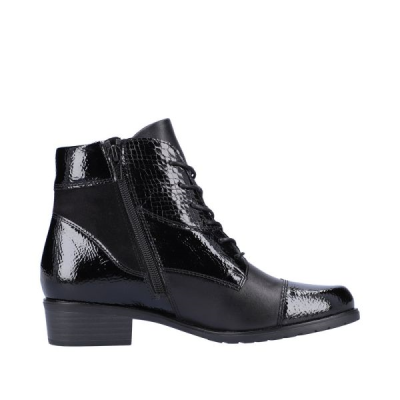 Bottine lacets en similicuir noir | Grande pointure femme | Remonte