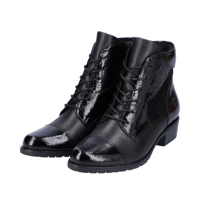 Bottine lacets en similicuir noir | Grande pointure femme | Remonte