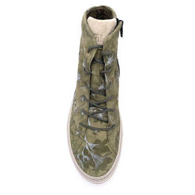 Basket imprimé en velours cuir kaki | Grande taille femme | Think!