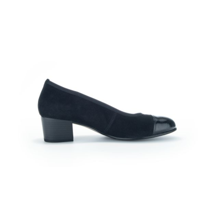 escarpin en velours noir bout vernis | Grande pointure femme | Gabor