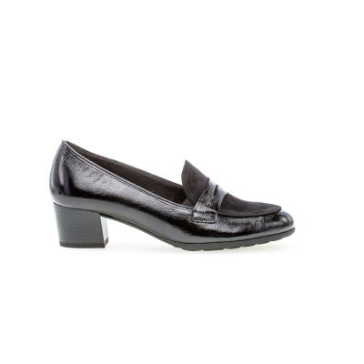 Mocassin habillé talon 4cm vernis noir  | Grande taille femme | GABOR