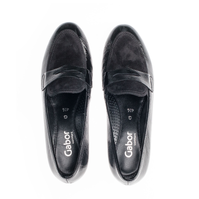 Mocassin habillé talon 4cm vernis noir  | Grande taille femme | GABOR