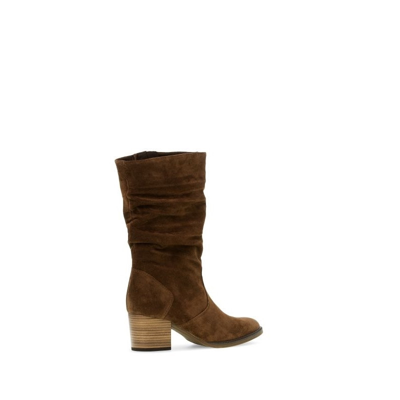 Mi-botte marron bour pointu|Grande taille femme|Gabor