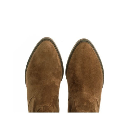 Mi-botte marron bour pointu|Grande taille femme|Gabor